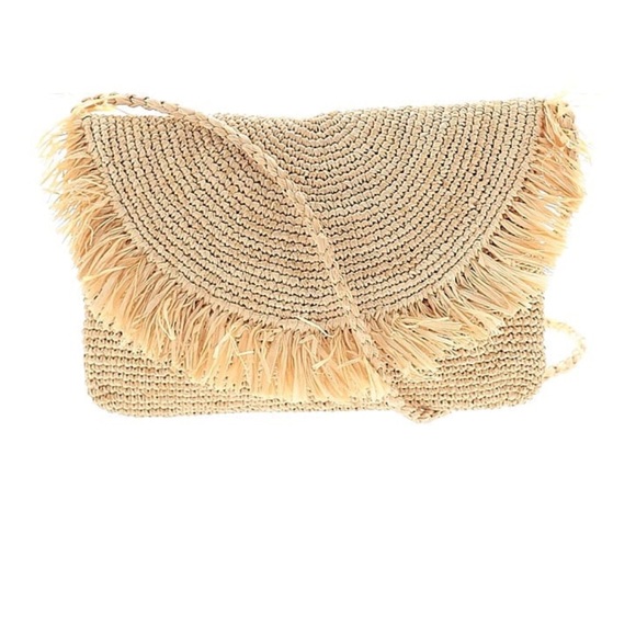 Mar Y Sol Tanya Raffia  Fringe Crossbody Clutch Purse - Picture 4 of 12